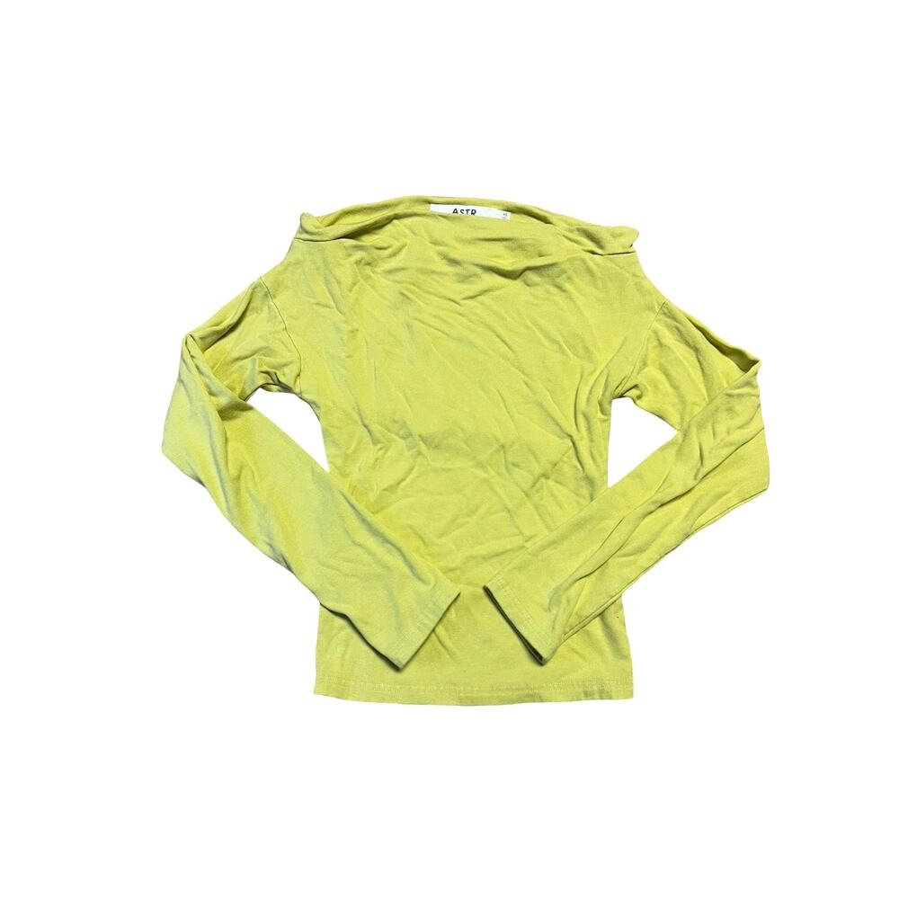 ASTR THE LABEL Womens Cowl Neck Long Sleeve Top XS Lime Green Rayon Blend